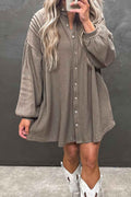 Simply Taupe Waffle Knit Shirt Tunic Mini Dress Simply Taupe 75%Polyester+25%Cotton 3eeaa6f1b01dd365