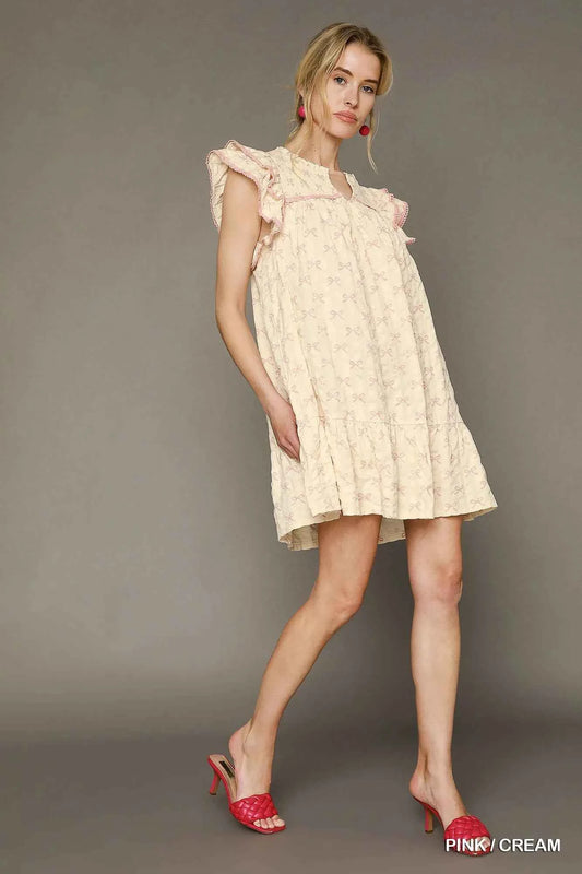 Bow Print Ruffled Cap Sleeve Mini Dress 3eefc637-f0dc-4d8d-be3b-dfd68a7b7ad0-Max-Origin
