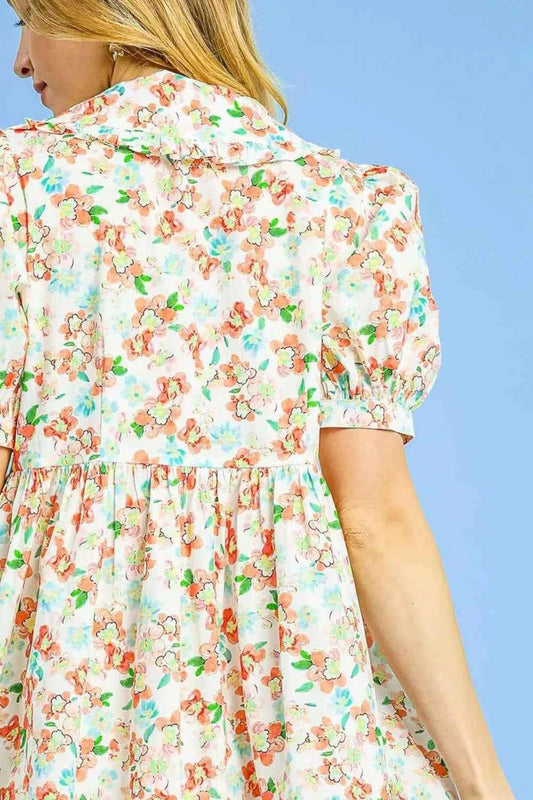 Floral Print Puff Sleeve Tie Front Mini Dress 3ef094a2-6a23-4c9b-b411-ed4dd0f4de1a-Max-Origin