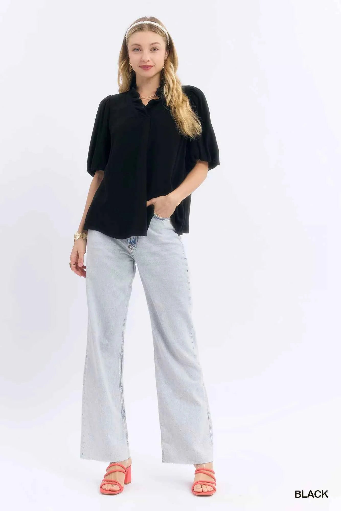 Umgee Linen Scallop Trim V-Neck Blouse 3ef50e78-ea02-42cf-a78e-509f44960717-Max-Origin