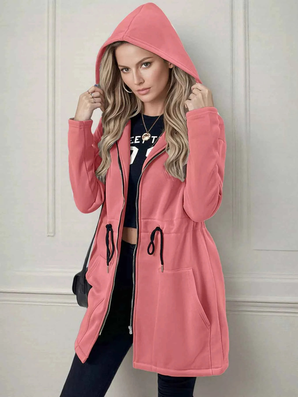 Drawstring Zip Up Hooded Outerwear 3f065692c3164db49fb6653186da6d3c-Max-Origin