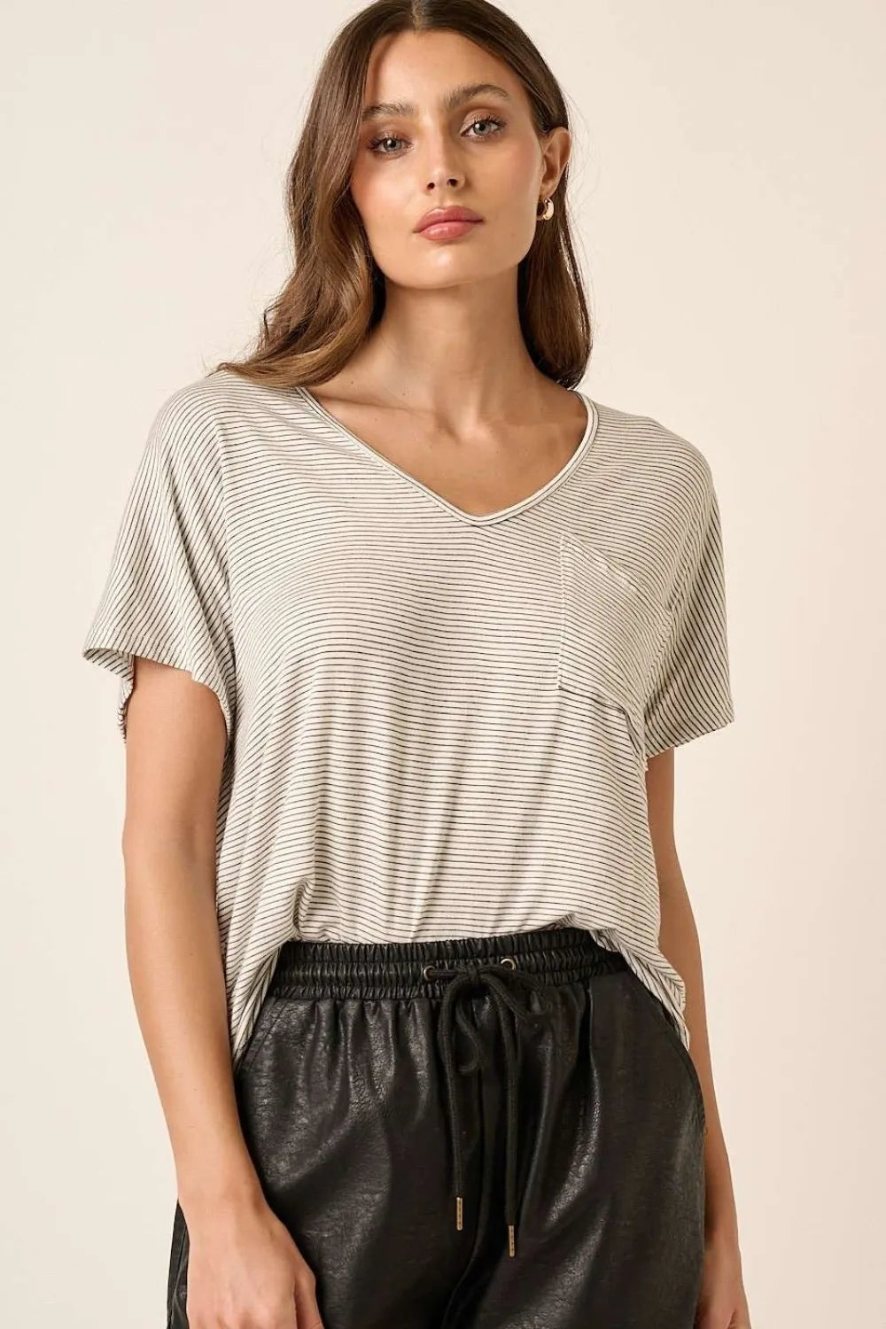 Mittoshop Striped V-Neck Short Sleeve T-Shirt 3f16e87a-6cd7-46c4-b92d-d2bae3f319b9-Max