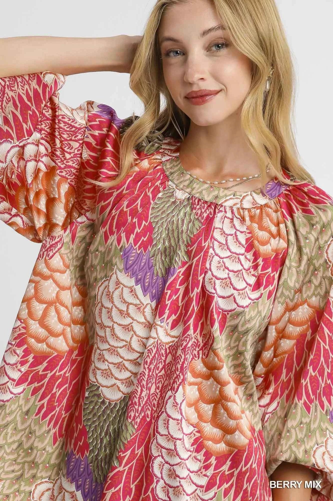 Umgee Boho Feather Print Peasant Blouse 3f1e9ada-3050-413c-9869-1ad0030e5ce7-Max-Origin