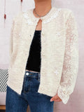 Lace Sleeve Button-Up Cardigan Apricot One Size 3f28fdb3a9e5413696bd48471d22bc37-Max-Origin