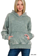 Zenana Fleece Acid Wash Kangaroo Pocket Hoodie ASH JADE 3f2b4a1fe40a4811a02019b4b38fb14e-Max-Origin