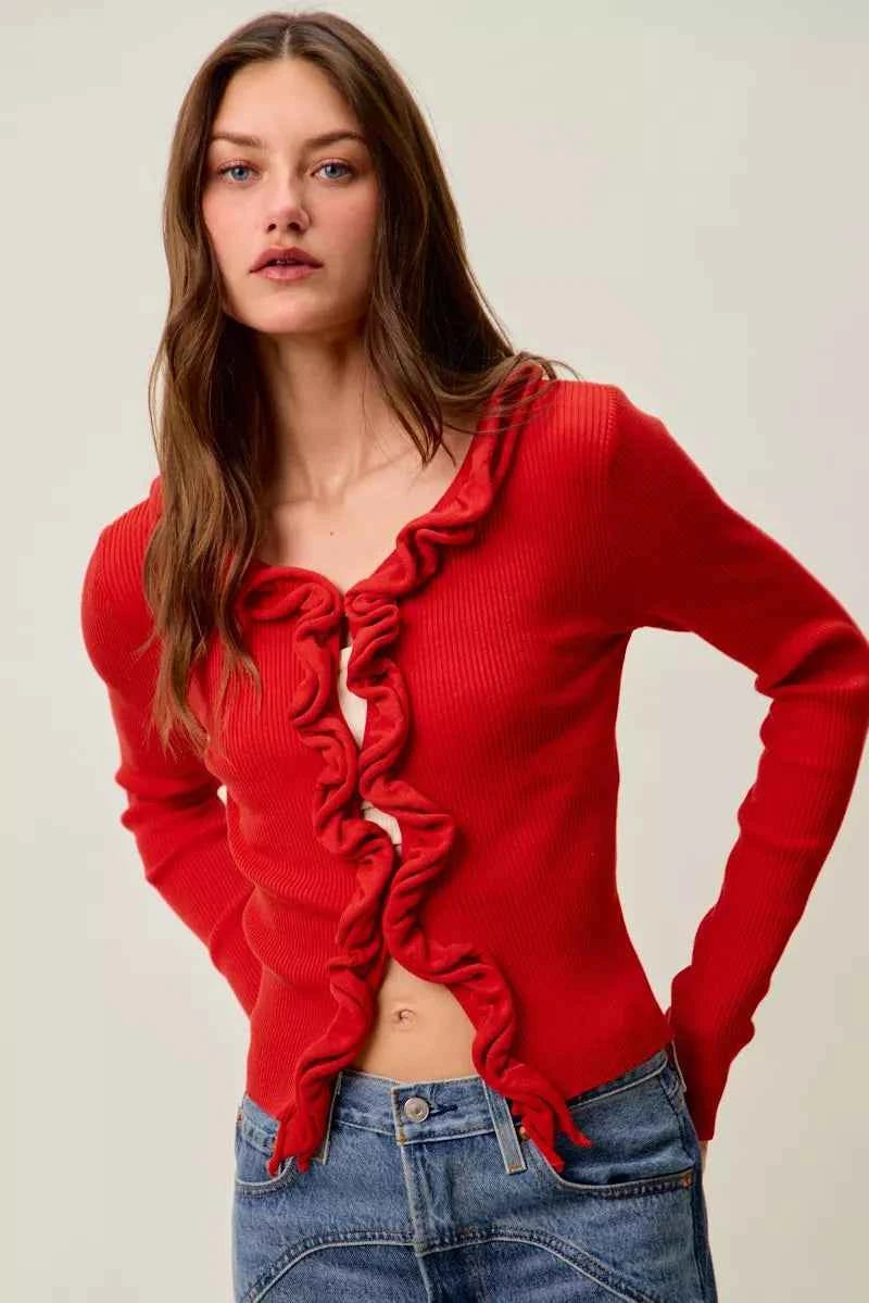 SO ME Cascade Ruffle Ribbed Sweater Cardgian 3f2f14f5bc564f30a1dba71a7d20d113-Max-Origin