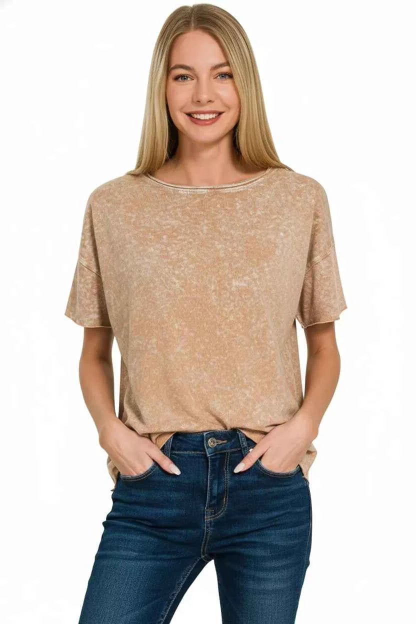 Zenana Halo Washed Cotton Short Sleeve Top 3f37f6b6-a592-4df4-b1d5-7c284f785fa4-Max-Origin