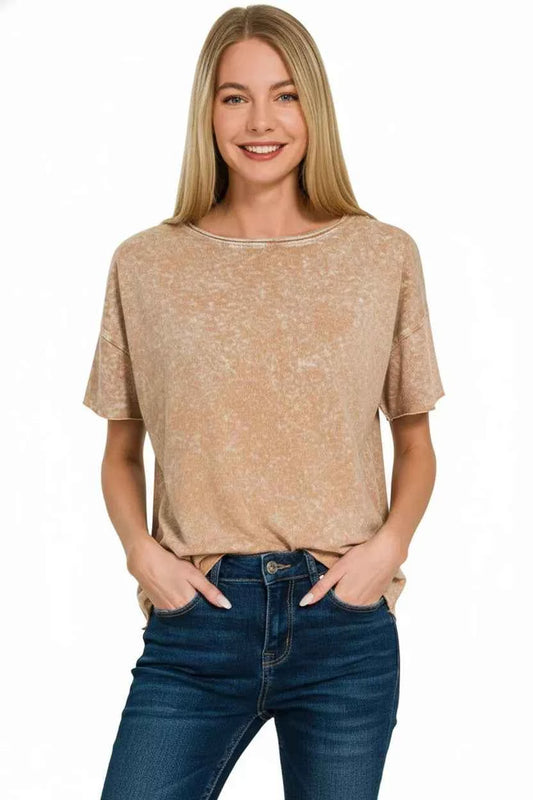 Zenana Halo Washed Cotton Short Sleeve Top 3f37f6b6-a592-4df4-b1d5-7c284f785fa4-Max-Origin