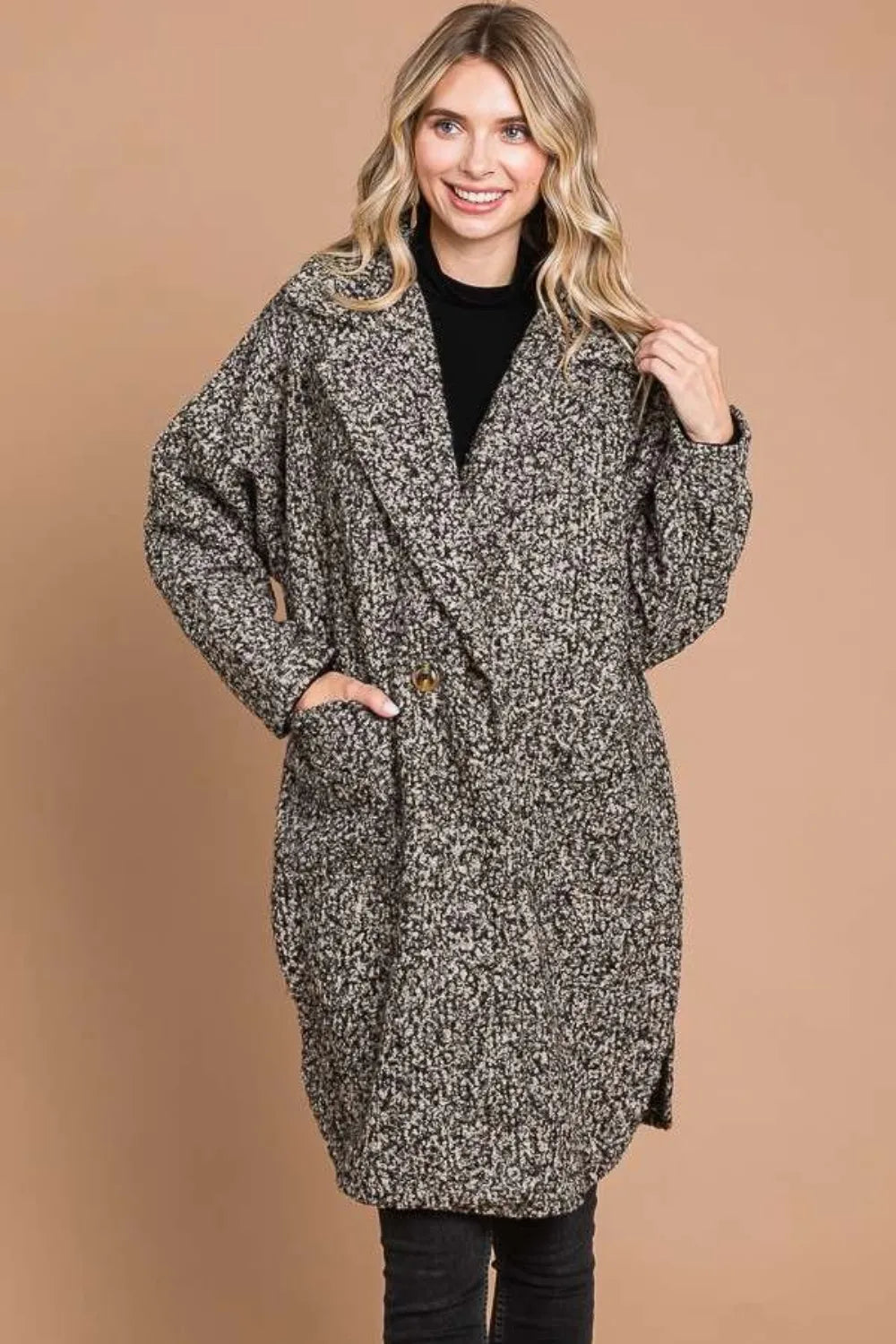 Culture Code Full Size Lapel Collar Double Breast Teddy Coat 3f3c7c80-f5fc-4f2e-9842-07a88c9e6f55-Max