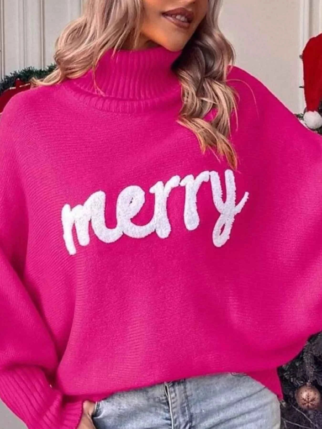 Merry Turtleneck Long Sleeve Christmas Sweater 3f42bcfa-d30e-483b-ac46-7fbf73880f65-Max-Origin