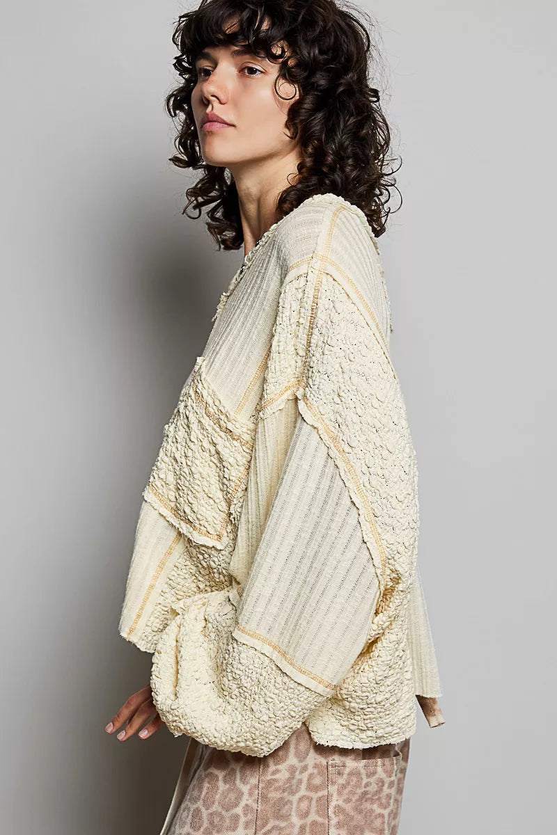 POL V-Neck Long Sleeve Top with Stitch Detail 3f44bcf4-03b4-47a6-b7bf-c9889868270e-Max-Origin