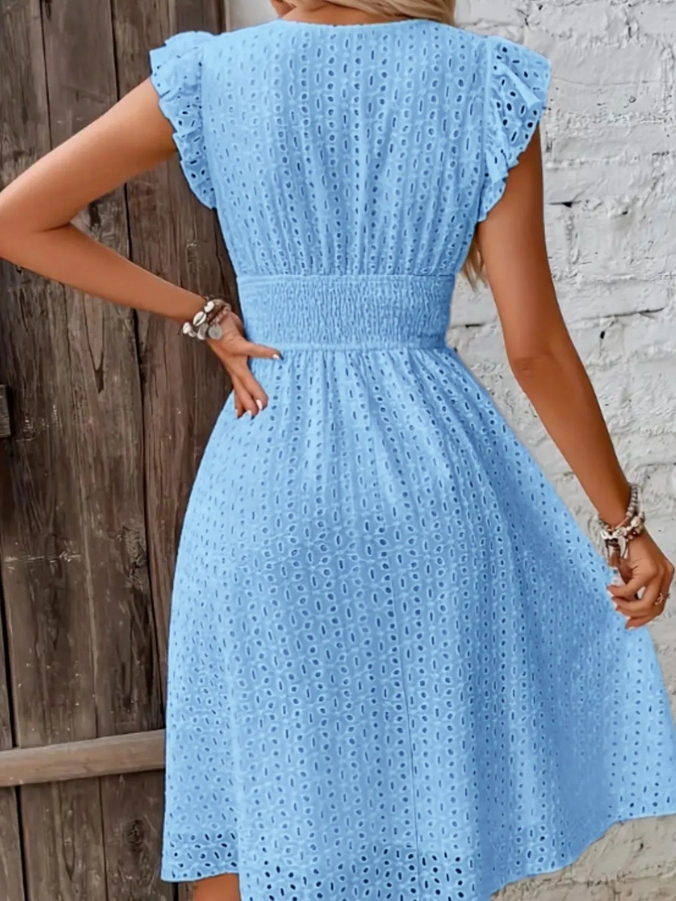Eyelet Ruffled Cap Sleeve Mini Dress 3f509e0b-e031-4303-8c7d-e1b6e9774256-Max-Origin