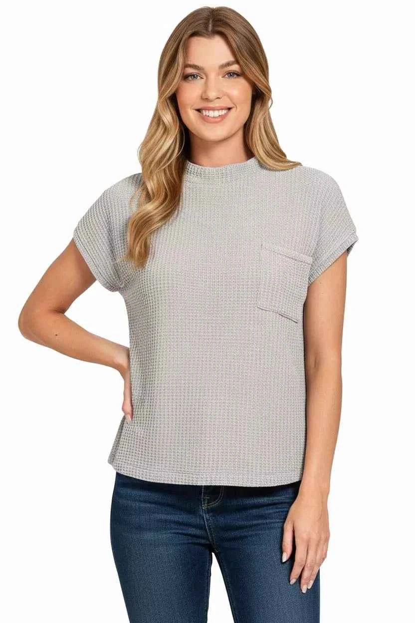 Zenana Chenille Waffle Short Sleeve Sweater 3f54d2ce-4e50-4176-9056-30465b3c5d55-Max-Origin