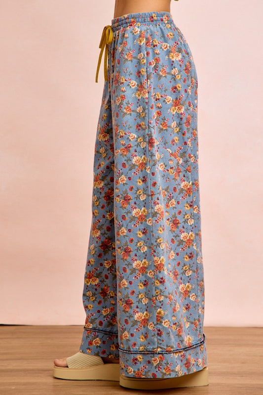 Floral Printed Drawstring Wide Pants 3f5b315f4be34acdb291e4e1b00a8b67-Max