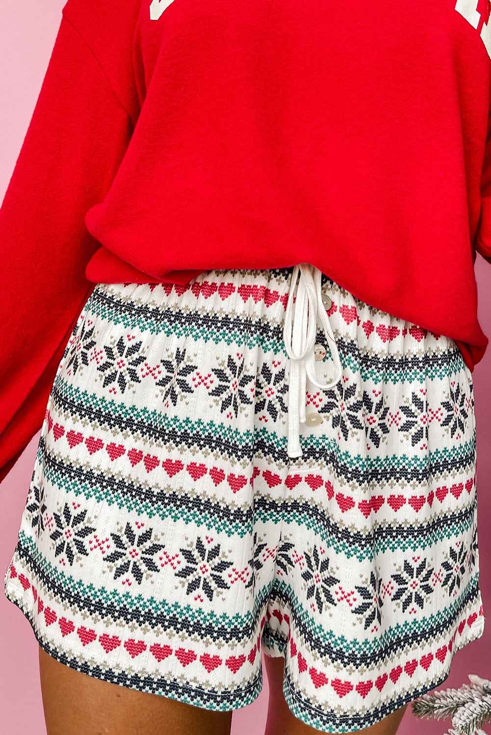 Fiery Red SLEIGH Snowflake Print Christmas Pajama Set 3f5df0505b40af03
