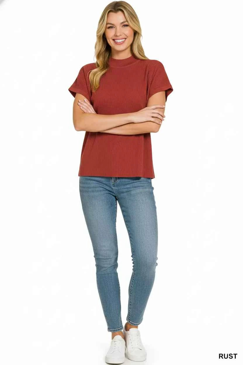 Zenana Viscose Mock Neck Short Sleeve Boxy Sweater 3f680b3f-7663-474b-9011-6a5b2e0086e3-Max-Origin
