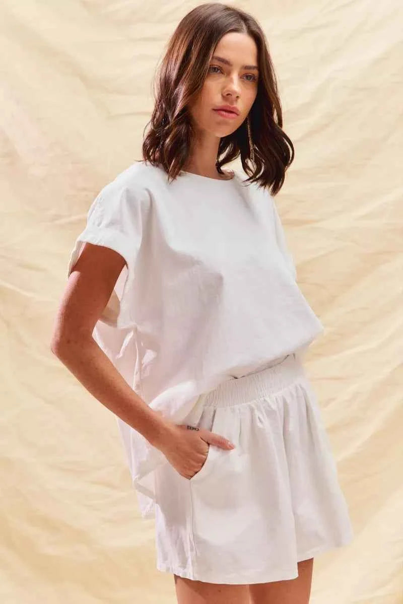 SO ME Round Neck Short Sleeve Top and Shorts Set 3f6fd0d8-9c92-45d3-a4d3-7392e2d45ab7-Max-Origin