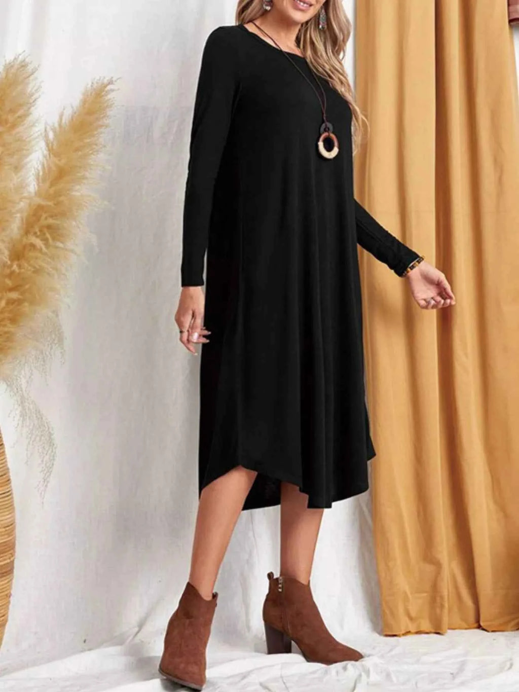 Casual Long Sleeve Pocket Midi Dress 3f73a6b7-fca8-4b89-be95-2efe52da0369-Max-Origin
