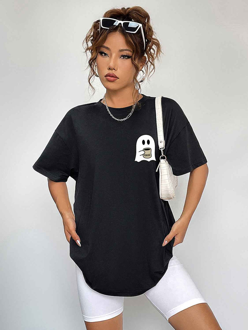 Round Neck Short Sleeve Ghost Graphic T-Shirt 3f800db36d6942b9b0a7d258836b912c-Max