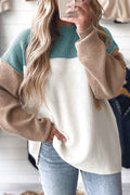 Green Colorblock Ribbed Knit Baggy Sweater Green 52%Viscose+26%Polyester+22%Polyamide 3f89f386d5842199