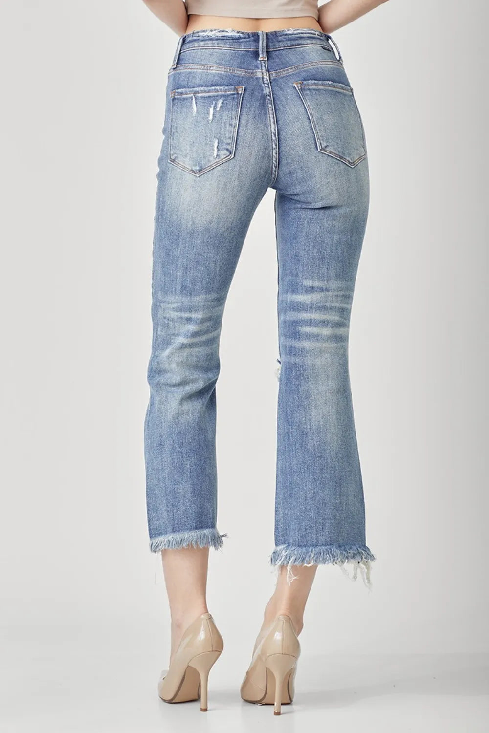 RISEN High Waist Distressed Cropped Bootcut Jeans 3f8aaeaf-6bbb-425b-a475-21c5be31478c-Max