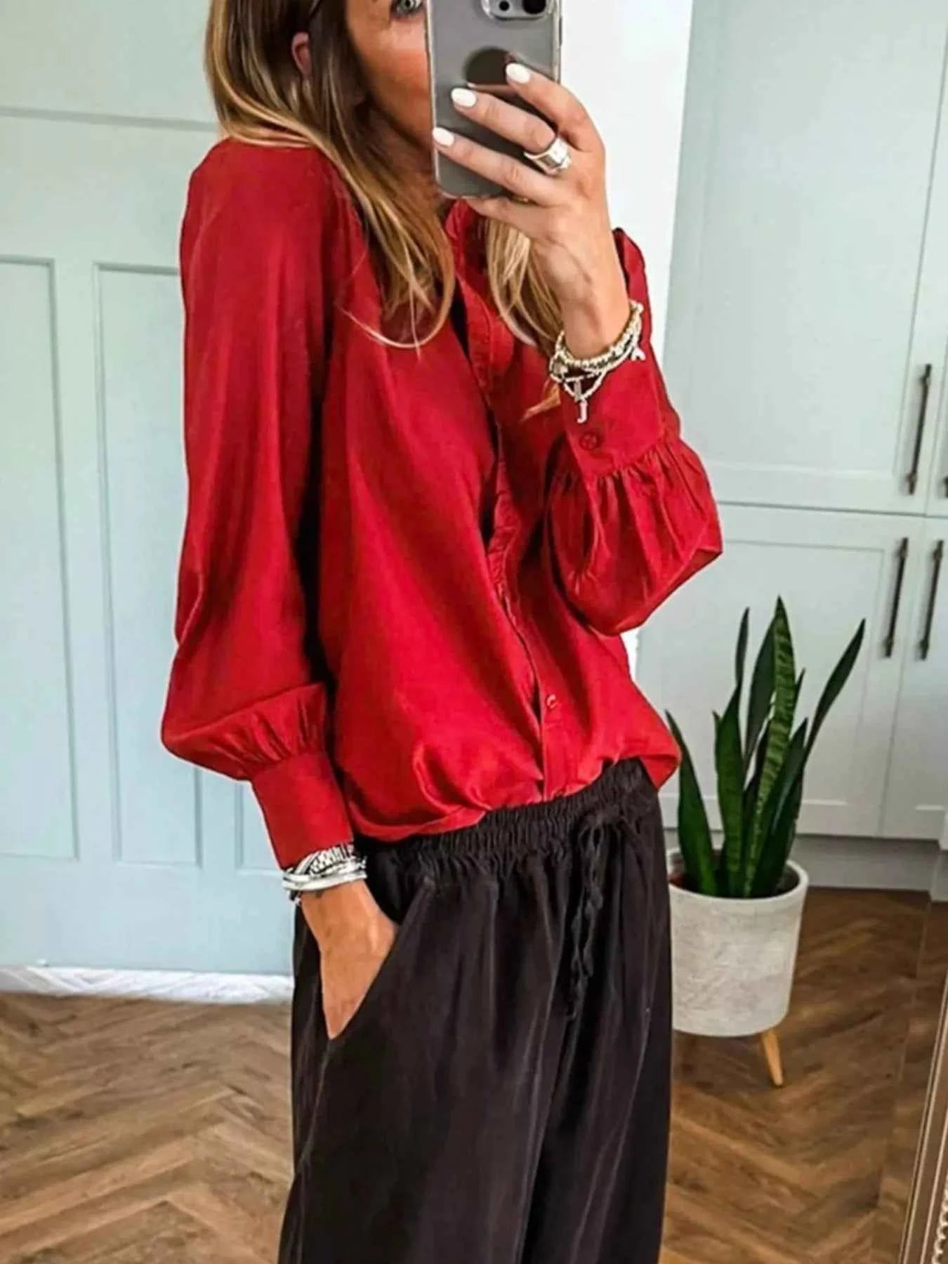 Ruffle Trim Long Sleeve Shirt 3f9a61aa-0d4a-4580-8a3e-6425ae1a552f-Max-Origin