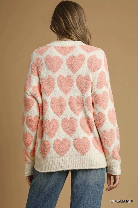 Mix Heart Pattern Pearl Accent Sweater 3fa05d9f-8b5b-4d0f-b1bc-71d965482640-Max-Origin