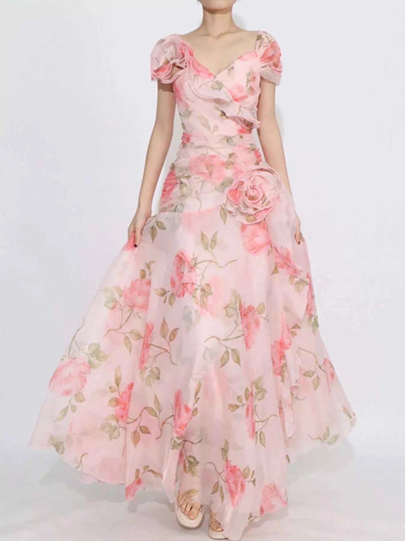 Floral Ruffled Short Sleeve Maxi Dress 3facb7e2-41ea-4e2d-8ae2-effb87e3b6a0-Max-Origin