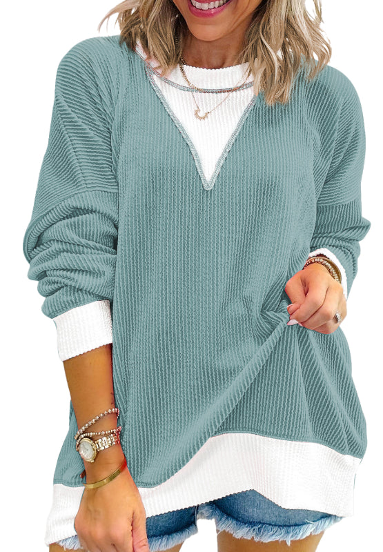 Contrast Round Neck Long Sleeve Sweatshirt