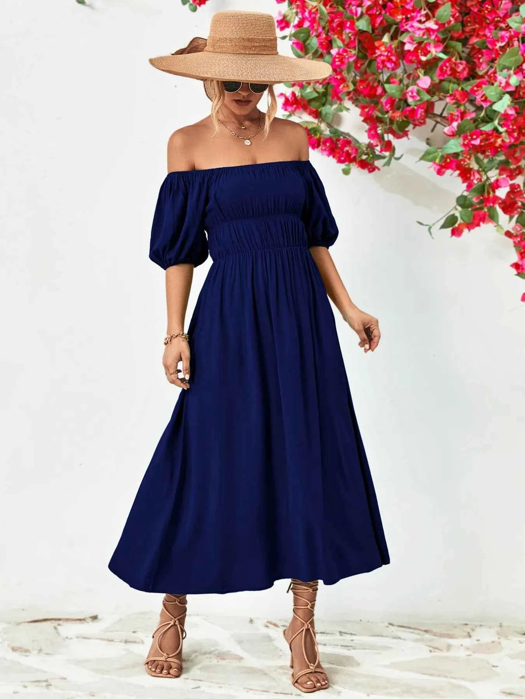Off-Shoulder Puff Sleeve Smocked Maxi Dress 3fbc9ae0-99cc-4e8c-be01-638e118d5ccf-Max-Origin