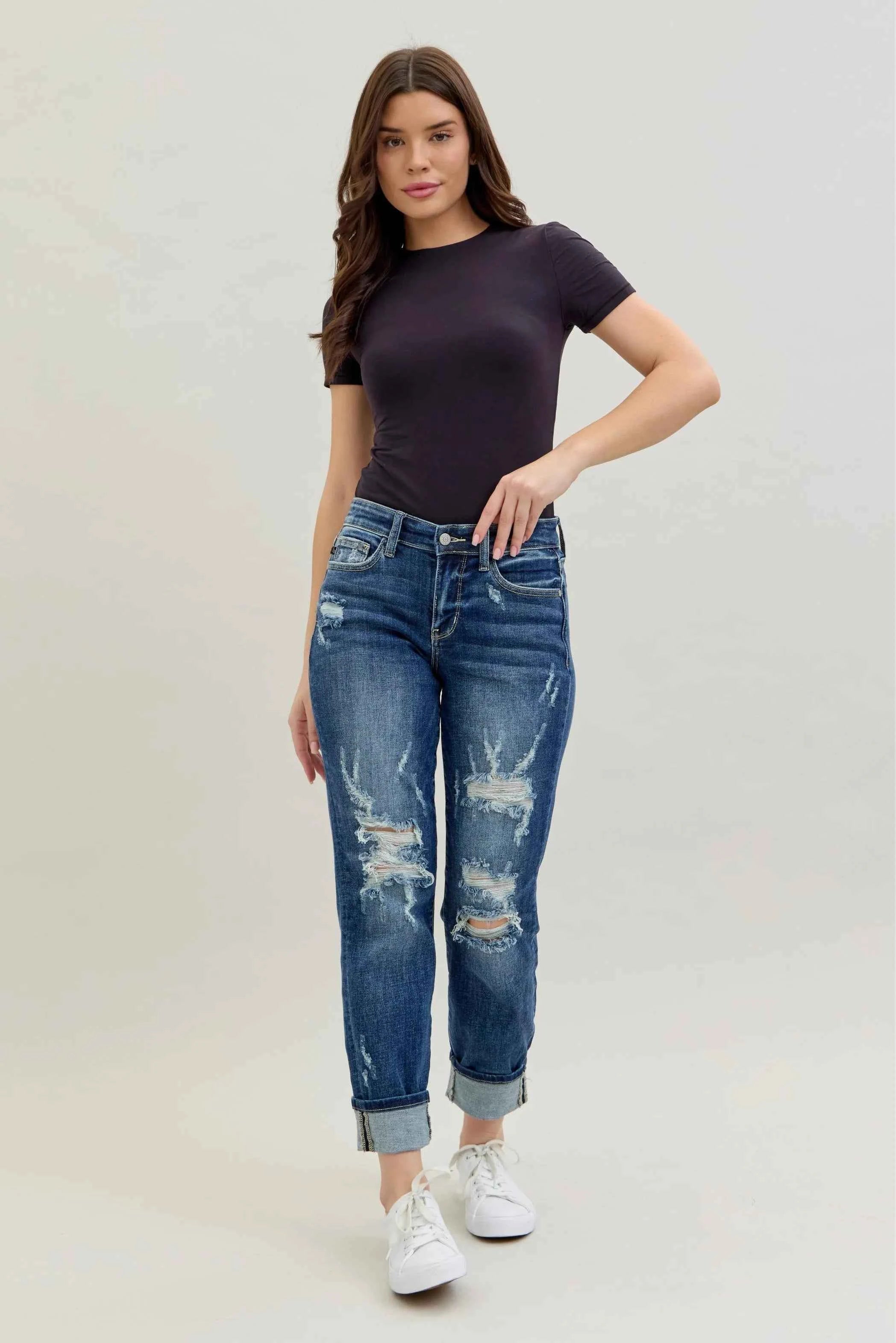 Judy Blue Full Size Mid Rise Cuffed Destroy Bf Jeans Plus Size 3fc0073fed814a56a00f2cb8a1a46a20-Max-Origin