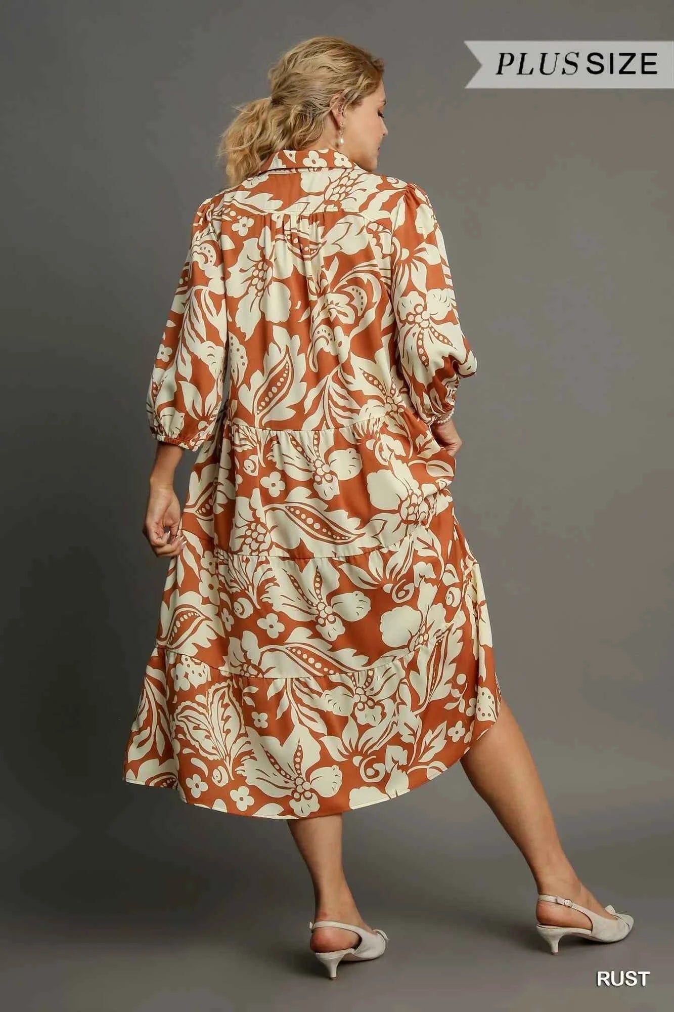 Umgee Full Size Floral Tiered Midi Shirt Dress Plus Size 3fc1ec82-97d6-41b2-a822-701d312004a0-Max-Origin