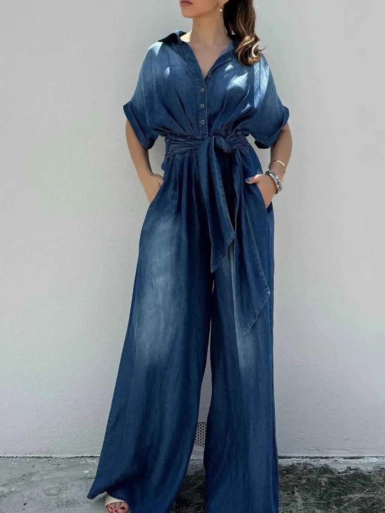 Button Front Wide Leg Denim Jumpsuit Vintage Blue 3fc338ab-5dc9-4687-a21c-29a0c66d4e73-Max-Origin