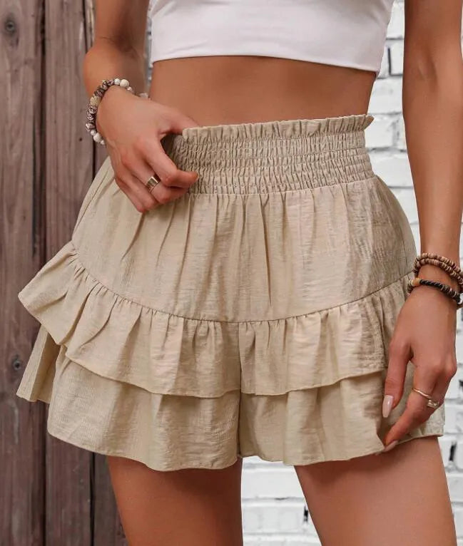 Ruffle Layered High Waist Casual Skort Khaki 3fc7c8e7-6357-40f8-93a2-10c9922a32eb-Max-Origin
