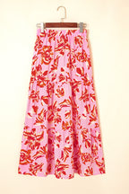 Sky Blue Bohemian Floral Print Tiered Maxi Skirt with Split 3fc879a957a68eff