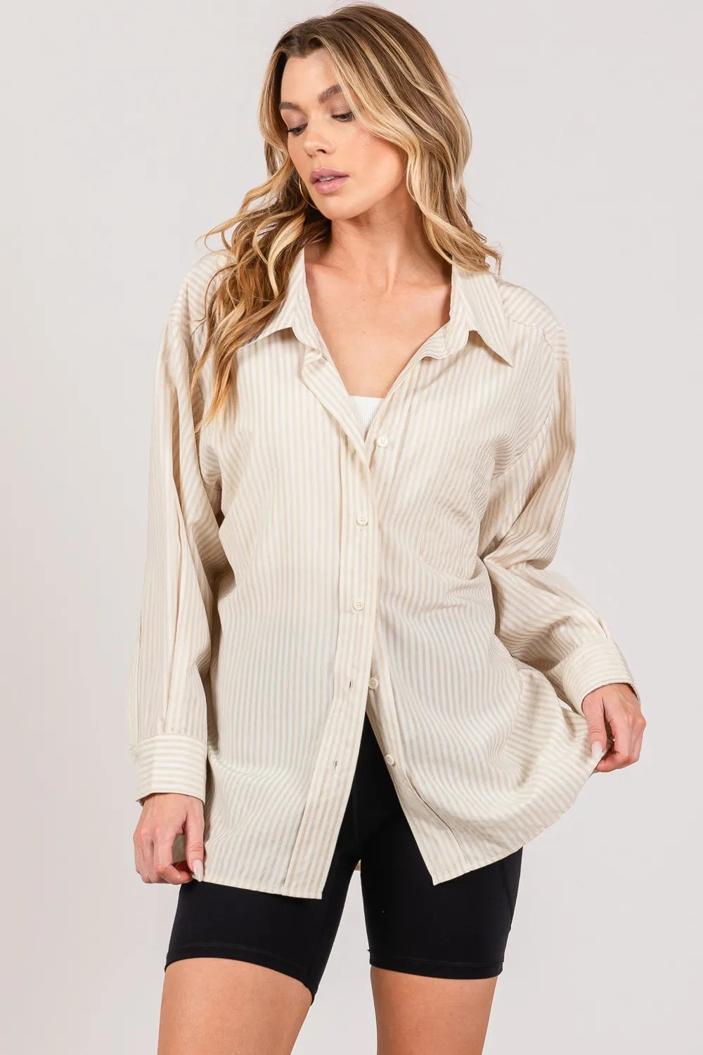 SAGE + FIG Striped Button Up Long Sleeve Shirt 3fe3888f-ea37-45c4-8015-2b296cd7bf10-Max
