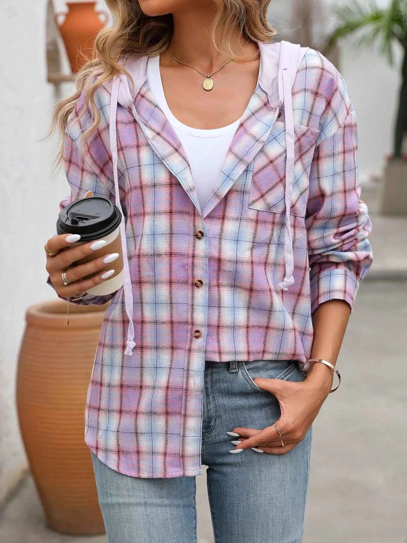 Plaid Button-Up Hooded Shirt 3ff36ac7-021f-4a48-b4d6-2e4a42289e57-Max-Origin