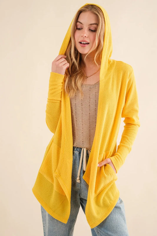Thermal Hooded Open Front Cardigan with Pockets 40025f27-274f-4d46-90cd-115b26c967ee-Max