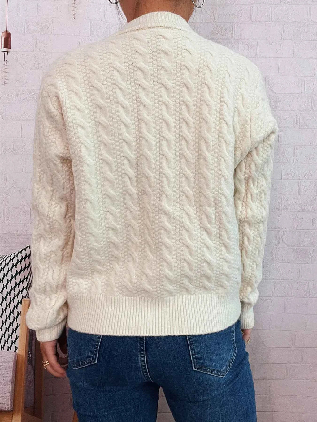 Cable Knit Button-Up Cardigan