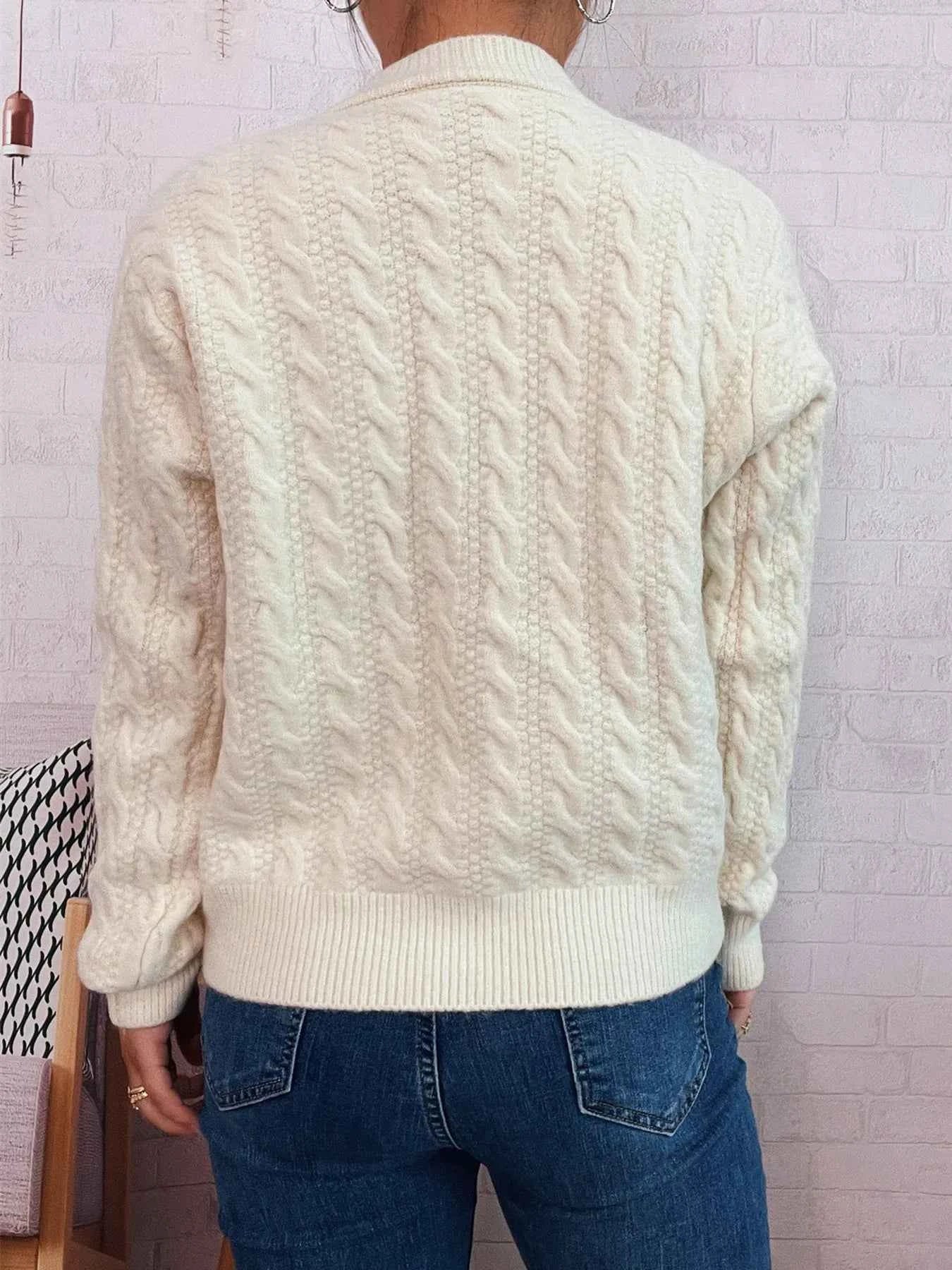 Cable Knit Button-Up Cardigan