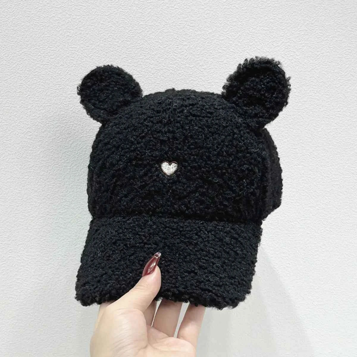 Cute Fluffy Bear Ears Winter Hat Black One Size 401ab2c5-3ac5-4d82-b336-0d73531b61c3-Max-Origin