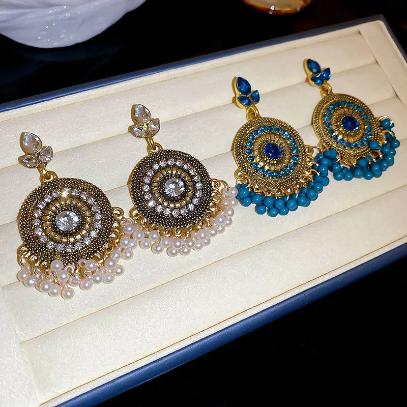 Rhinestone Alloy Bead Dangle Earrings 401d609f-5cf2-4368-812c-b1a31e8c41fa-Max