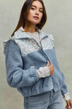 SO ME Faux Fur Sherpa Pull Jacket with Floral Contrast 4026c7a5769b4008a6474d170cdc5666-Max-Origin