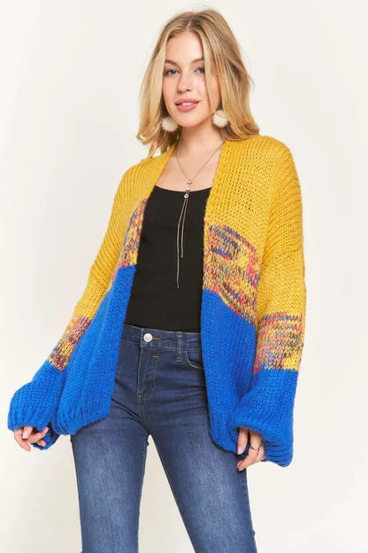 ADORA Colorblock Sweater Cardigan YELLOW ROYAL