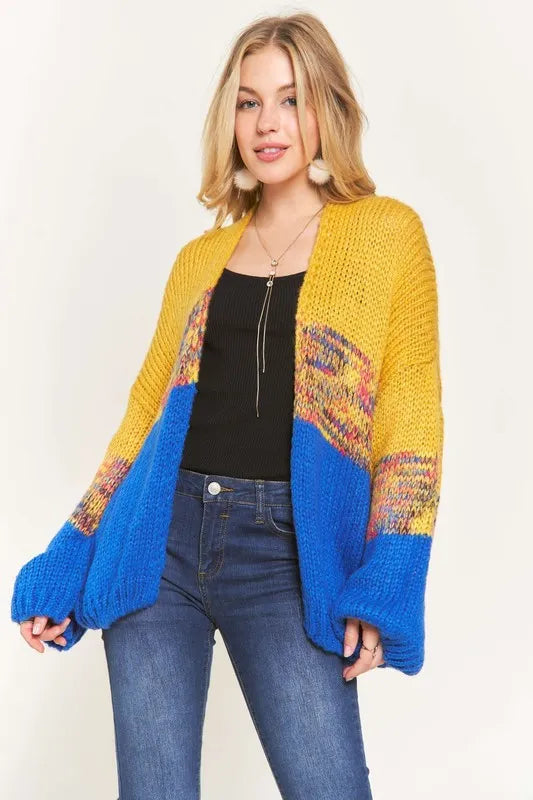 ADORA Colorblock Sweater Cardigan YELLOW ROYAL