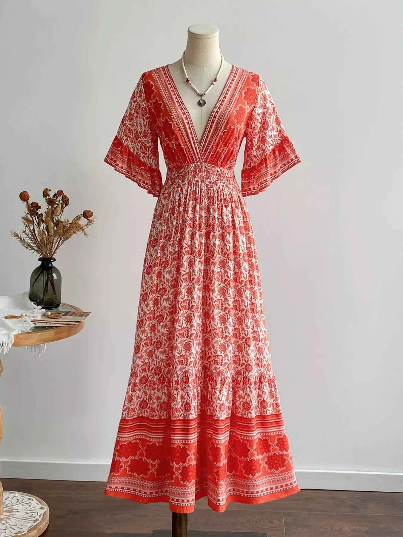 Floral Deep V-Neck Dress 4031ebfc-b0c5-4b59-8c7c-327f0292ee9c-Max-Origin