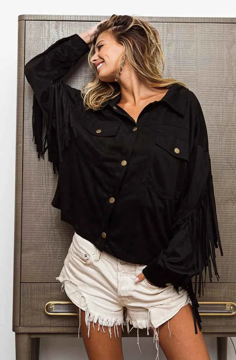 BiBi Suede Fringe Long Sleeve Jacket 4036b808-d17c-4db0-9f83-5d2899493722-Max-Origin