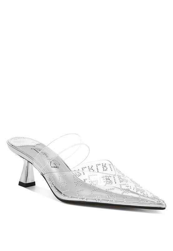 Holin Pointed Toe Kitten Heels Silver 40578c44-7818-4fb1-aeeb-bb7817650726