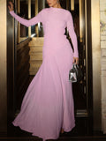 Ruched Long Sleeve Mermaid Maxi Dress Dusty Pink 40579150-8deb-4604-824b-673b66afde72-Max