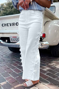 White Bowknot Side Detail Straight Leg Loose Jeans White 98%Cotton+2%Elastane 405f815baac18412